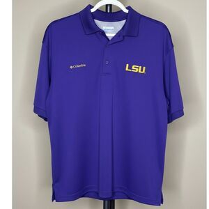 COLUMBIA LSU TIGERS OMNI-SHADE PERFORMANCE WEAR COLLEGIATE PFG POLO SHIRT LARGE